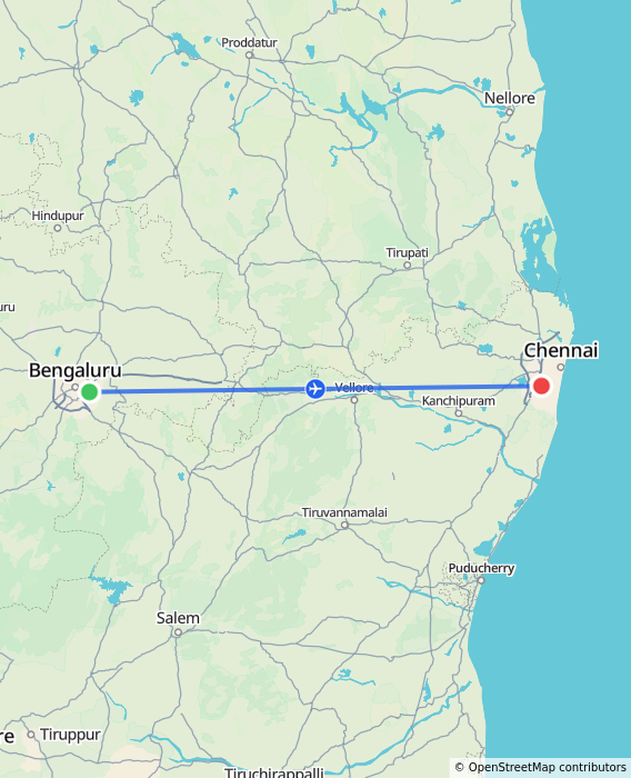 Bangalore, India to Chennai, India