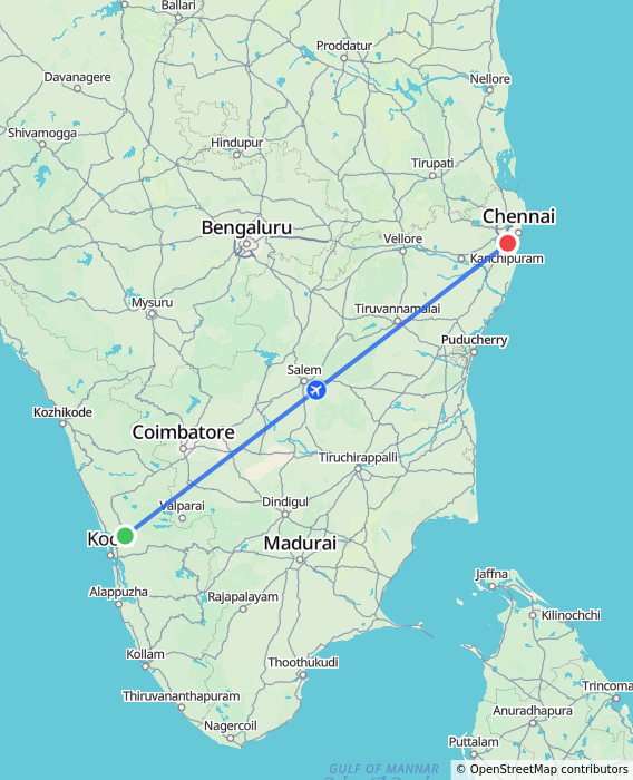 Cochin, India to Chennai, India
